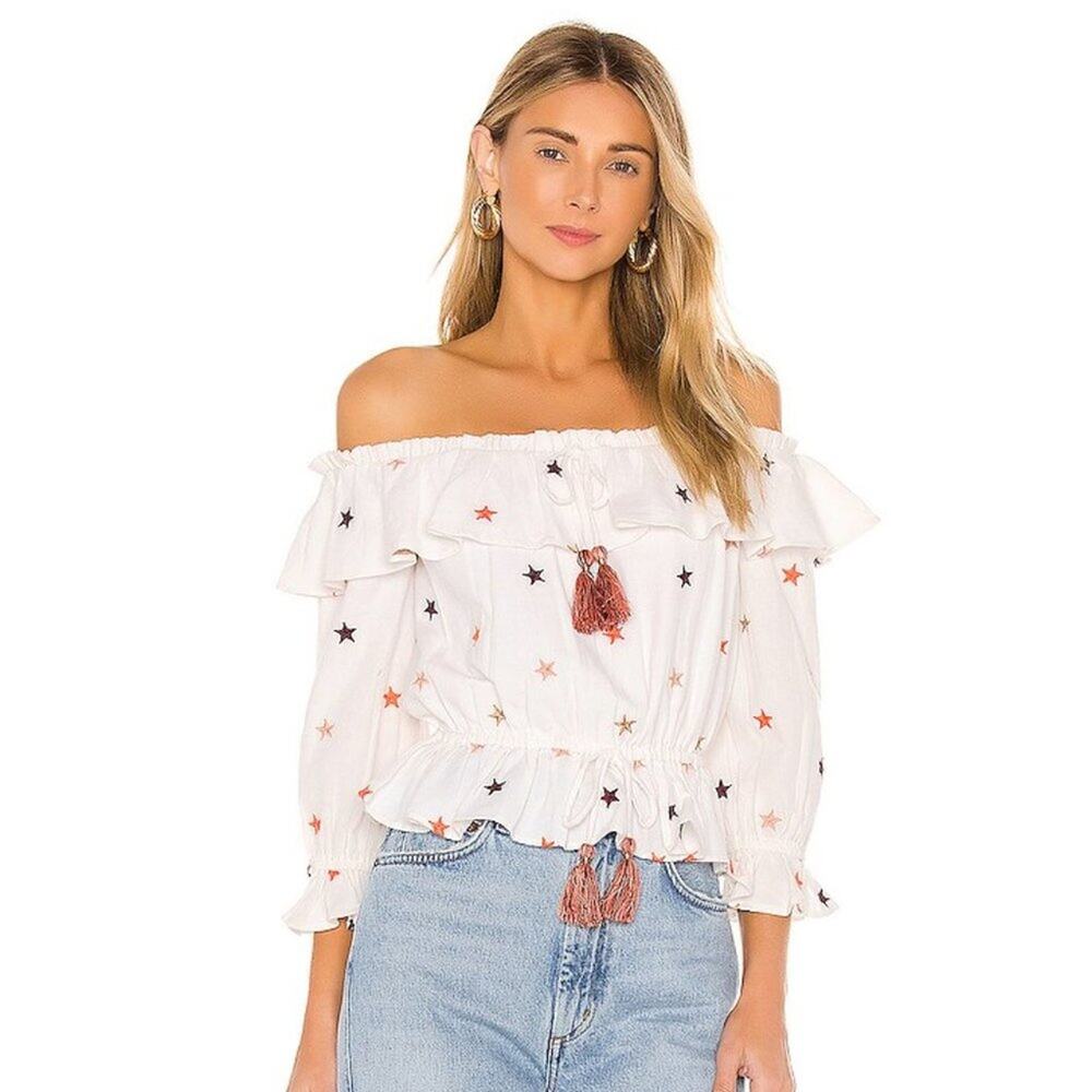 MAJORELLE x Revolve Dover Off The Shoulder Top in Star Print